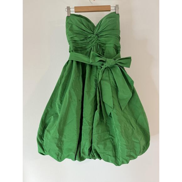 Anthropologie Hitherto Dress Green Strapless Bubble Hem 10 - Picture 1 of 11